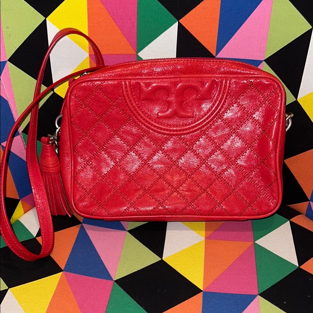Tory Burch Red Quilted Crossbody Bag